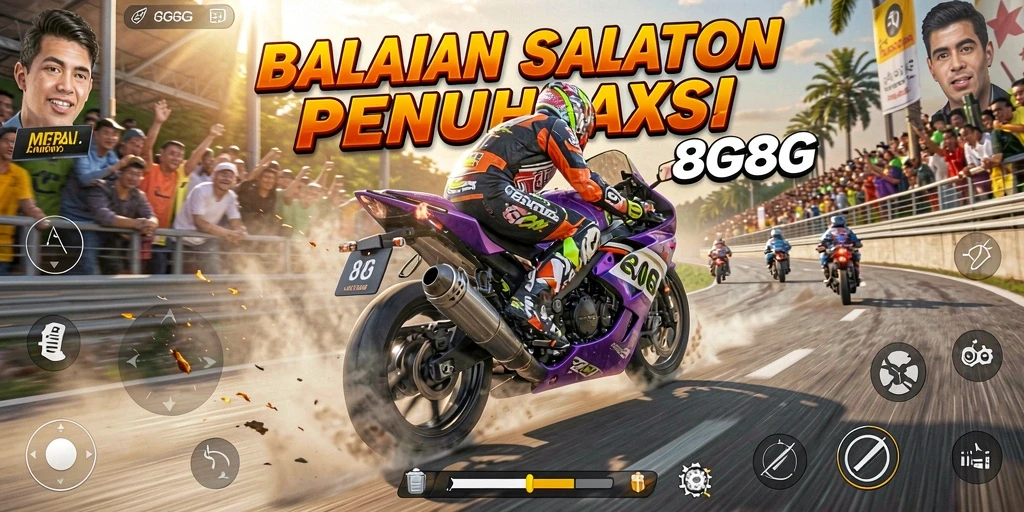 Gameplay seru dalam balapan motor di 8G8G.