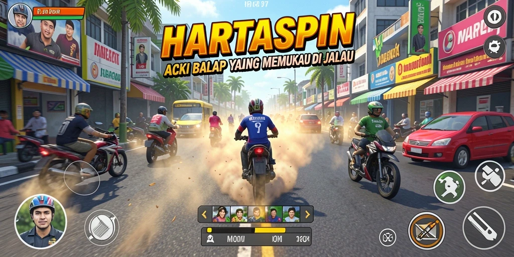 Gameplay Racing menegangkan di HARTASPIN dengan grafik yang memukau.