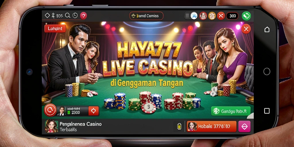 Screenshot HAYA777 menampilkan dealer profesional dan permainan Live Casino yang mendebarkan.