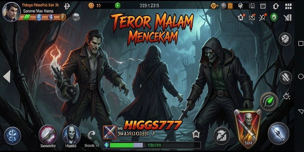 Screenshot HIGGS777 menampilkan suasana menyeramkan dengan efek visual yang menakutkan.
