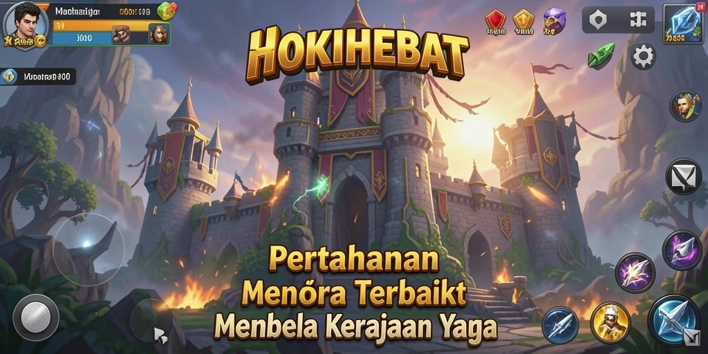 Tangkapan layar HOKIHEBAT menampilkan pertempuran seru di game Tower Defense.