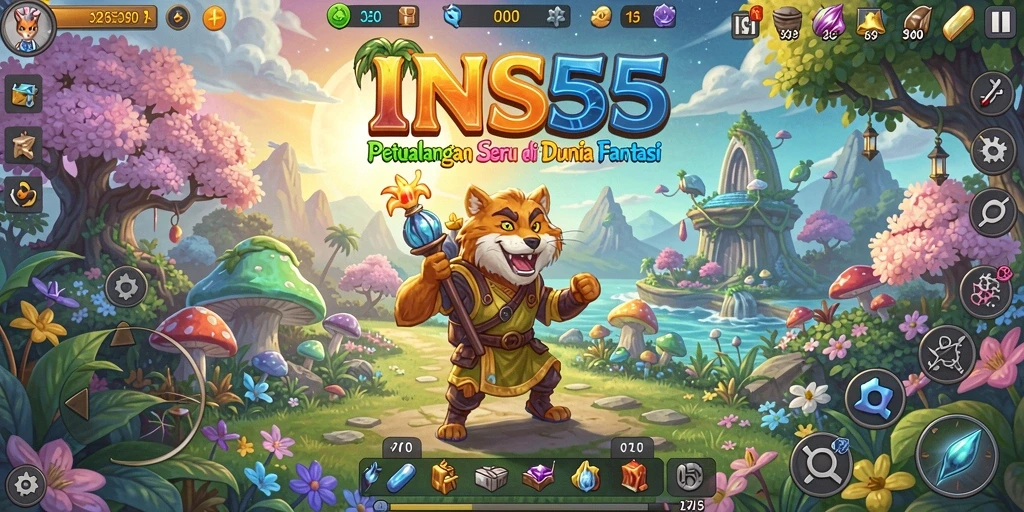 Screenshot gameplay INS55 menampilkan karakter menjelajah dunia luas.