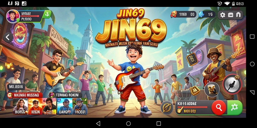 Tampilan gameplay seru dan interaktif dari JIN69 dengan berbagai pilihan lagu.