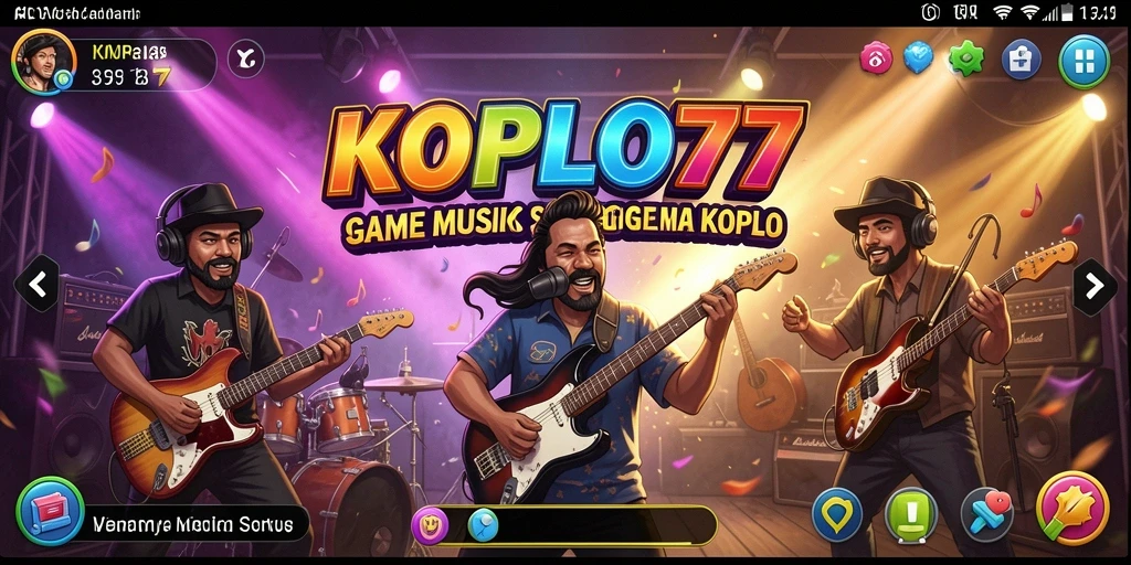Tampilan gameplay KOPLO77 menampilkan pengguna bernyanyi dengan penuh semangat.