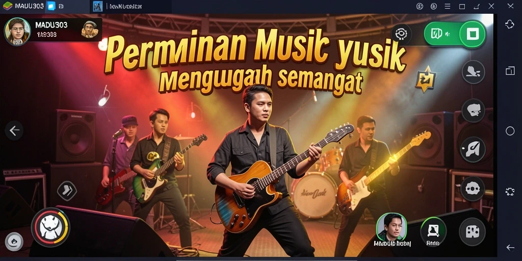 Screenshot gameplay MADU303 menunjukkan aksi seru bermain musik.
