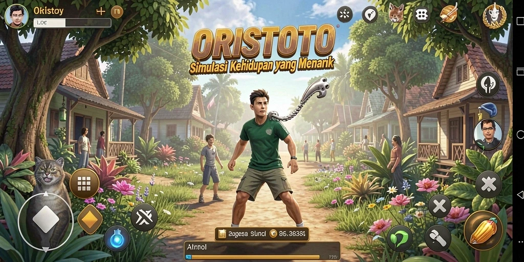 Tampilan gameplay ORISTOTO yang menarik dan interaktif.