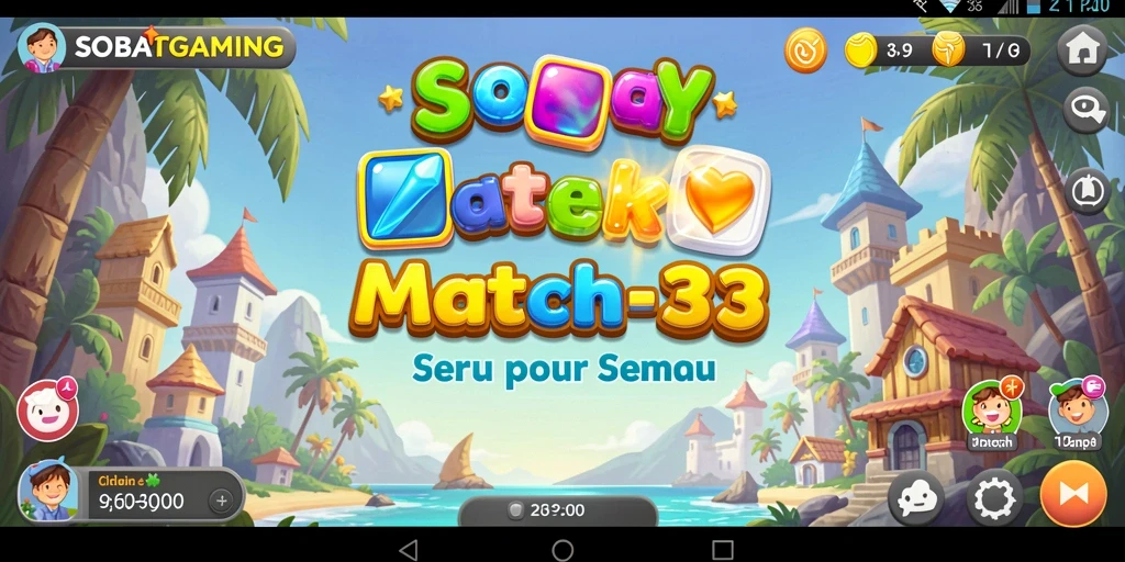 Tampilan gameplay menarik dari SOBATGAMING dengan elemen Match-3.