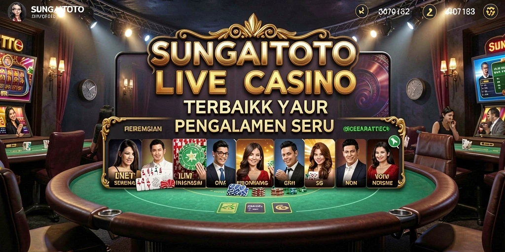 Gameplay SUNGAITOTO dengan dealer live dan suasana kasino.
