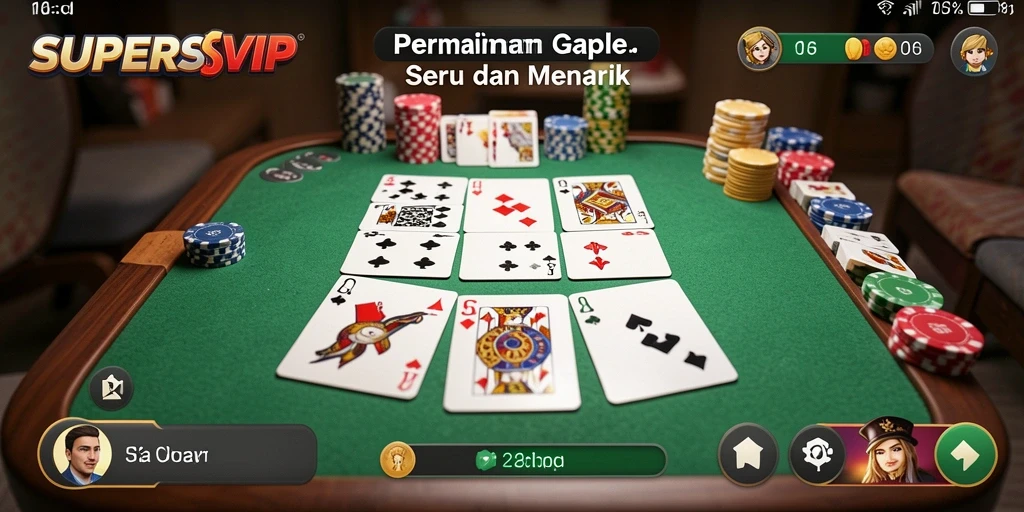 Tampilan gameplay seru permainan Gaple di SUPERSVIP.