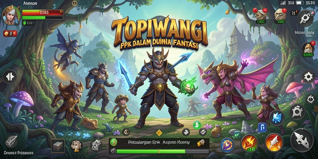 Gameplay seru di dunia fantasi TOPIWANGI siap menjelajahi petualangan.